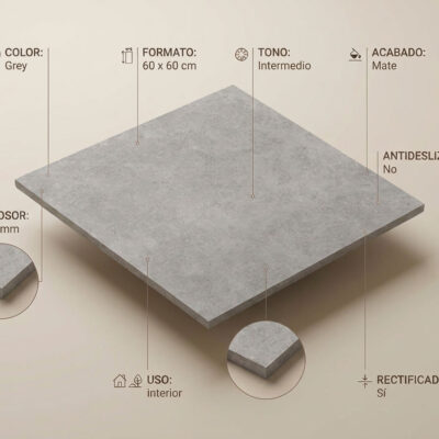 Baldosa porcelánica gris Ulisse Grey de