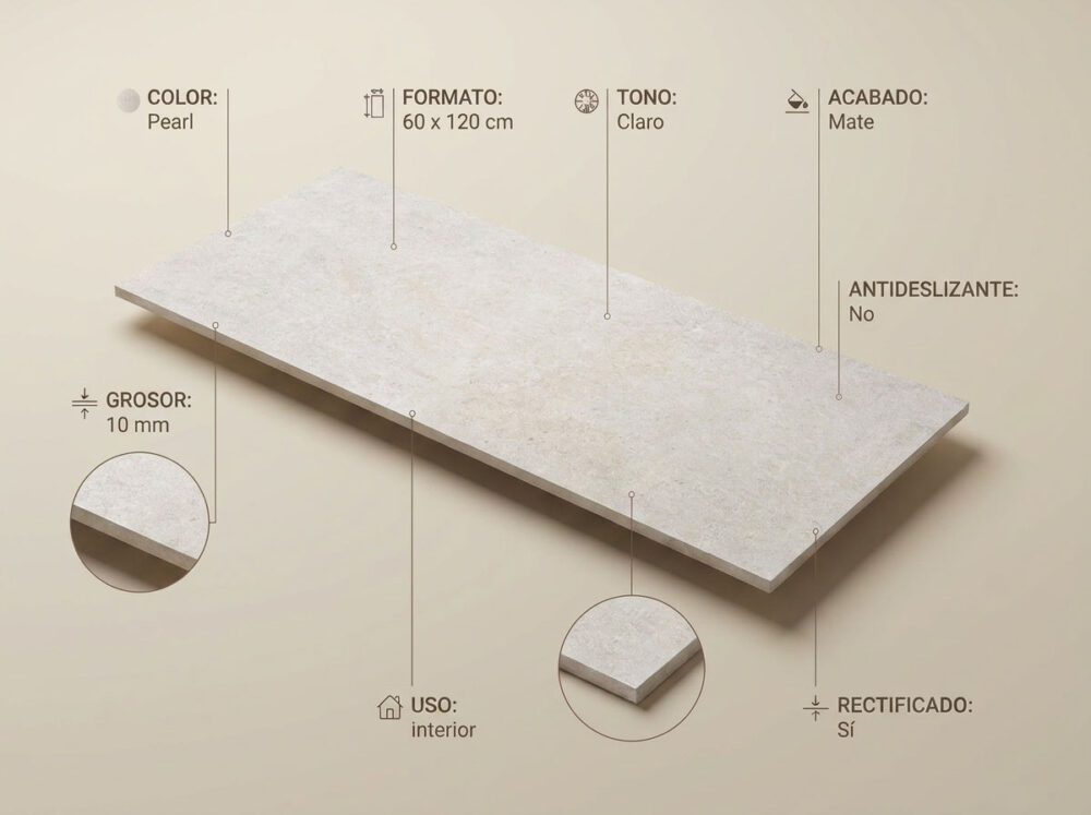 Porcelánico Ulisse Pearl 60×120 cm MT Rect