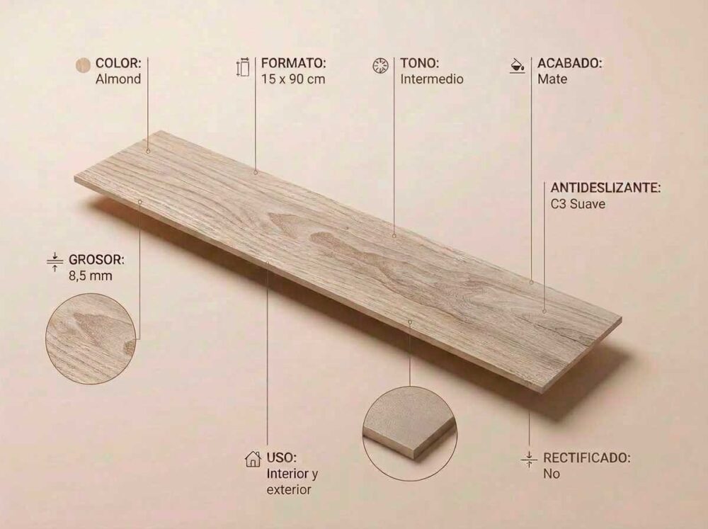 Porcelánico Olson Almond 15×90 cm MT Inout