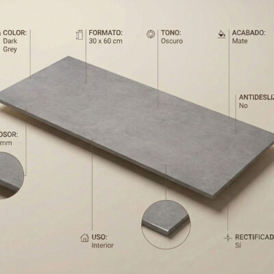 Azulejo porcelánico gris oscuro de