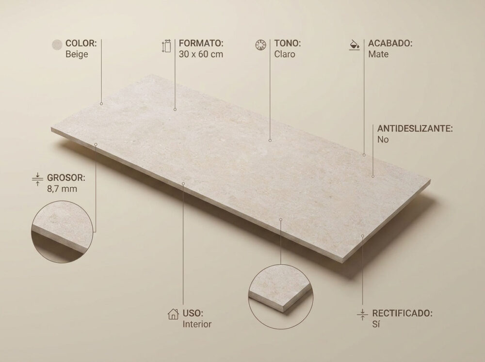 Porcelánico Ulisse Beige 30×60 cm MT Rect