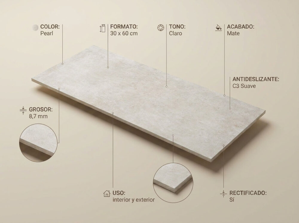 Porcelánico Crassana Pearl 30×60 cm MT Rect Inout
