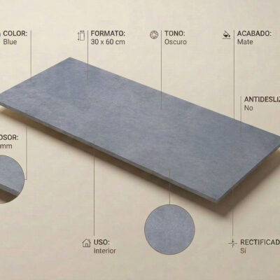 Azulejo porcelánico azul oscuro