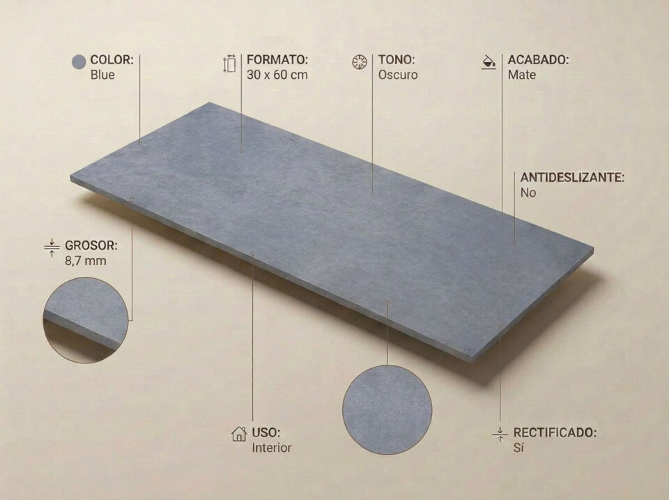 Porcelánico Pursue Blue 30×60 cm MT Rect