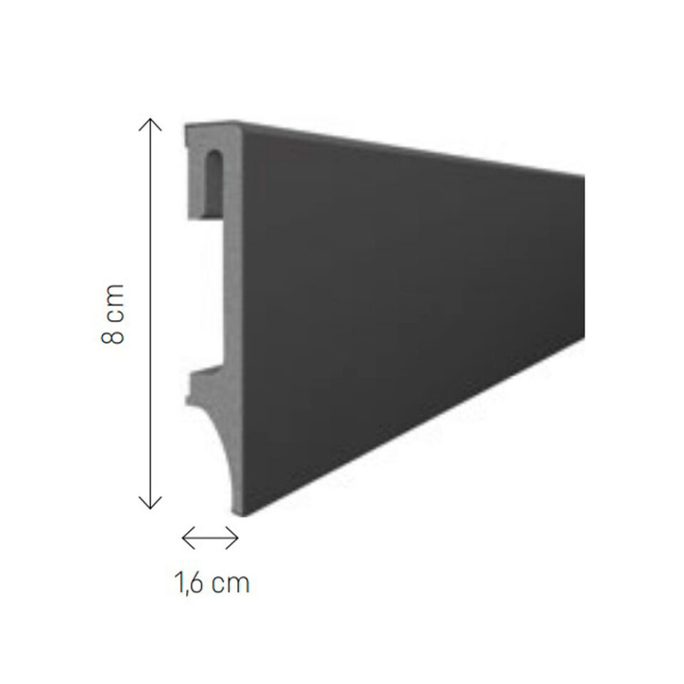 Zócalo de PVC 205 Antracita 240 x 8 cm