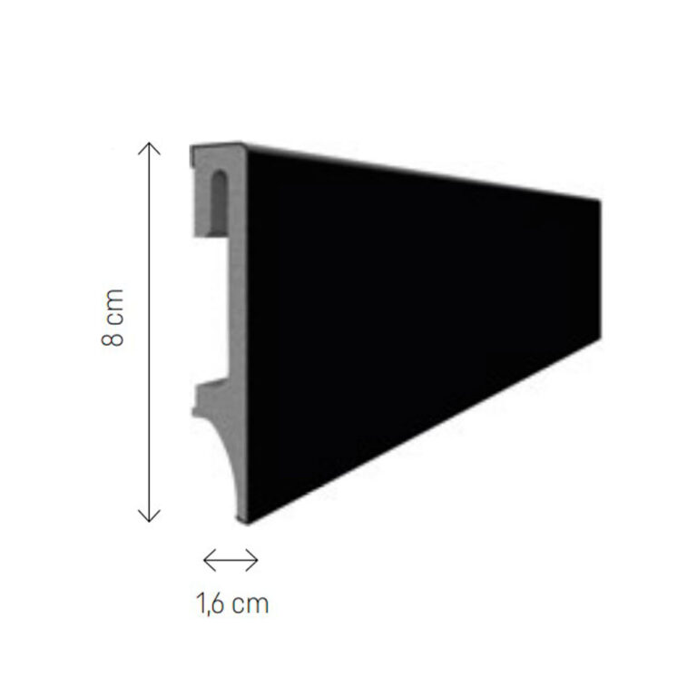 Rodapie de pvc 206 Negro 2,4 x 8 cm