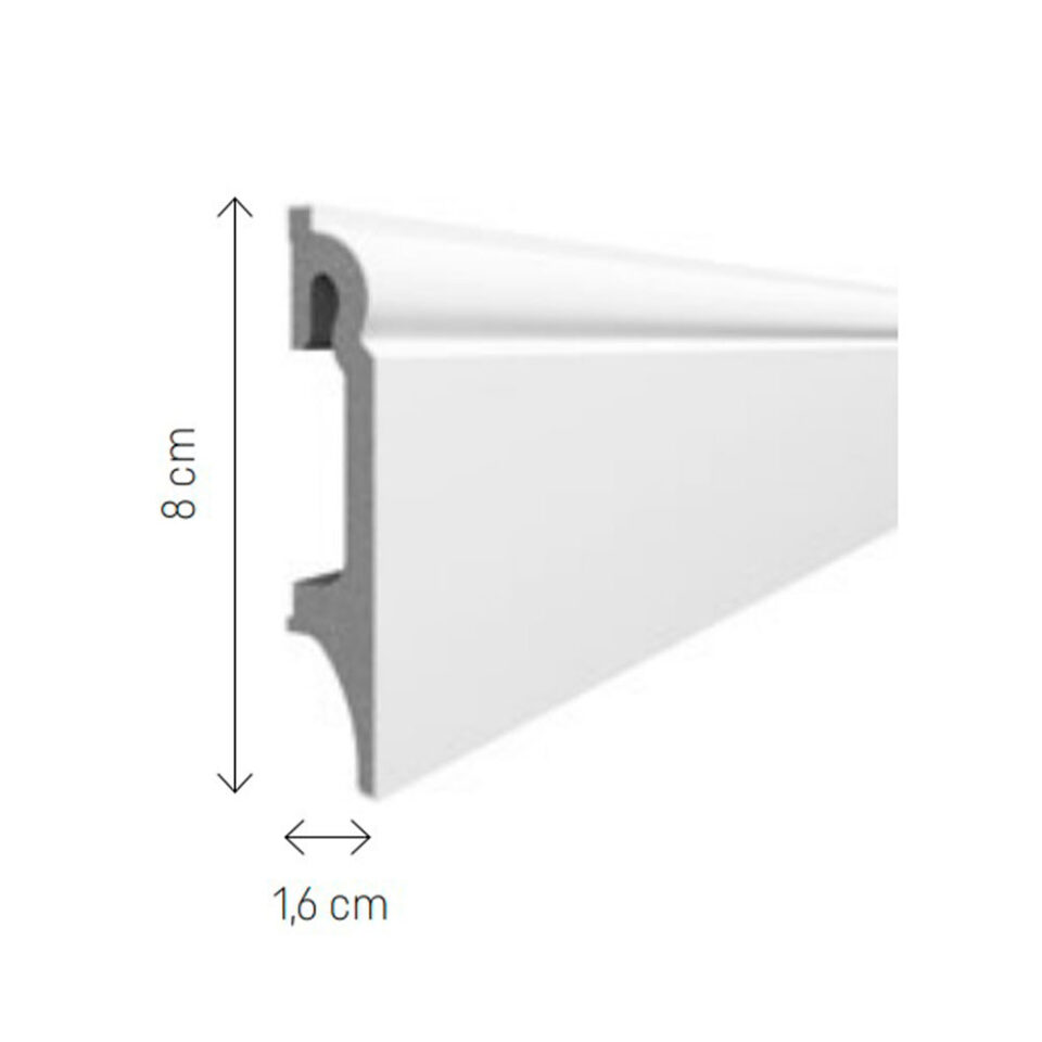 Zócalo de PVC 301 Blanco 240 x 8 cm
