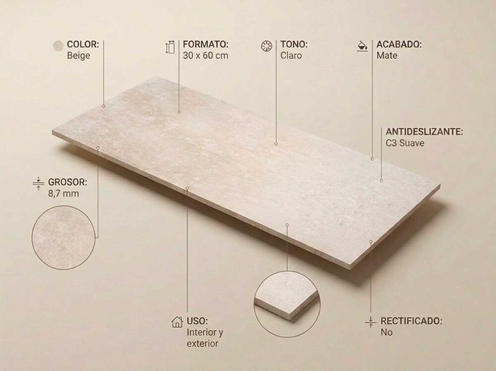 Porcelánico Amstel Beige 30×60 cm MT Inout