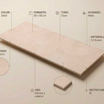 Baldosa porcelánica Columbia Sand 30x60 cm mate