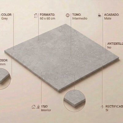 Baldosa porcelánica Flax Grey 60x60