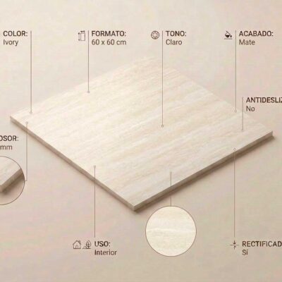 Azulejo porcelánico Fortune Ivory 60x60 cm mate rect