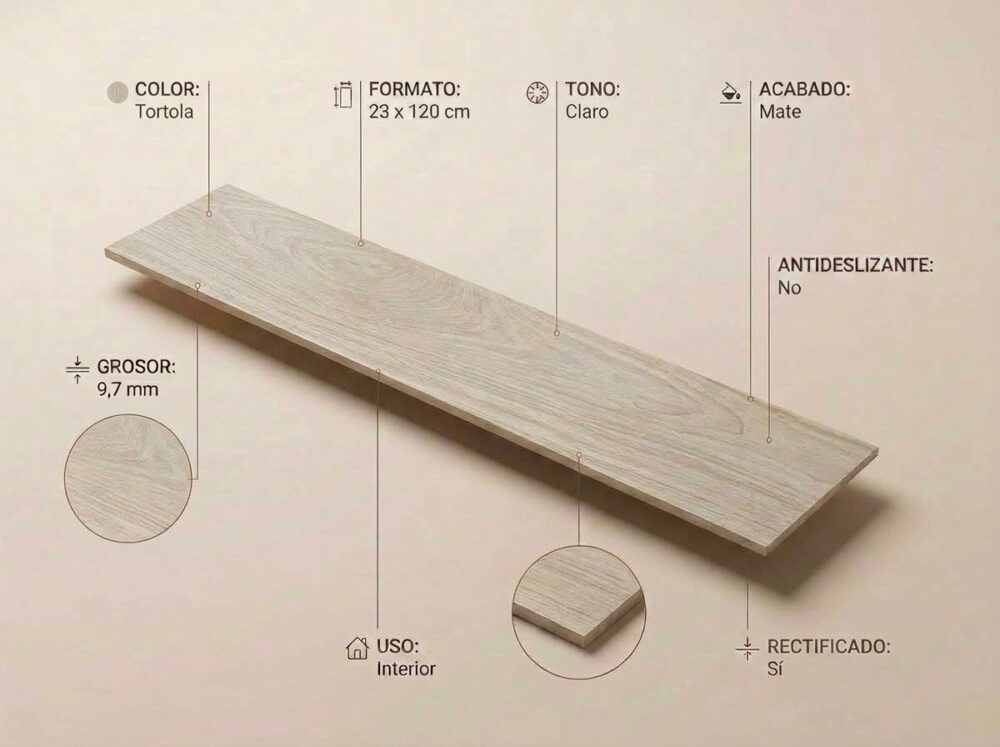 Porcelánico Kael Tortola 23×120 cm MT Rect
