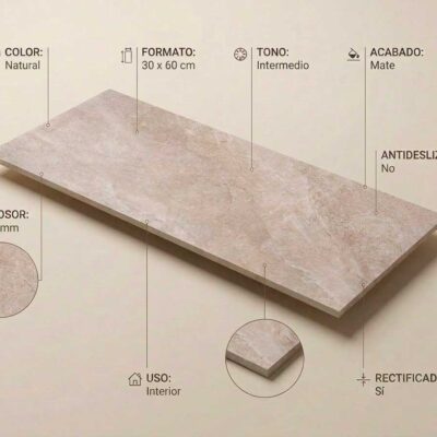 Azulejo de porcelánico Nuances Natural 30x