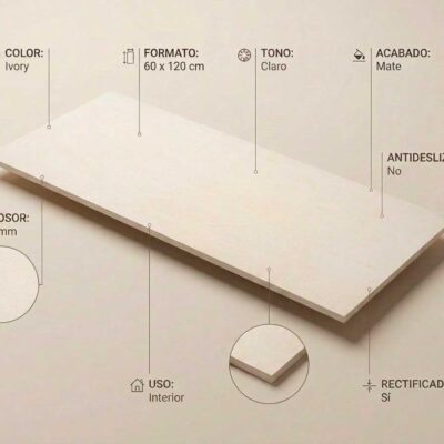 Un azulejo porcelánico Phase Ivory de 60x