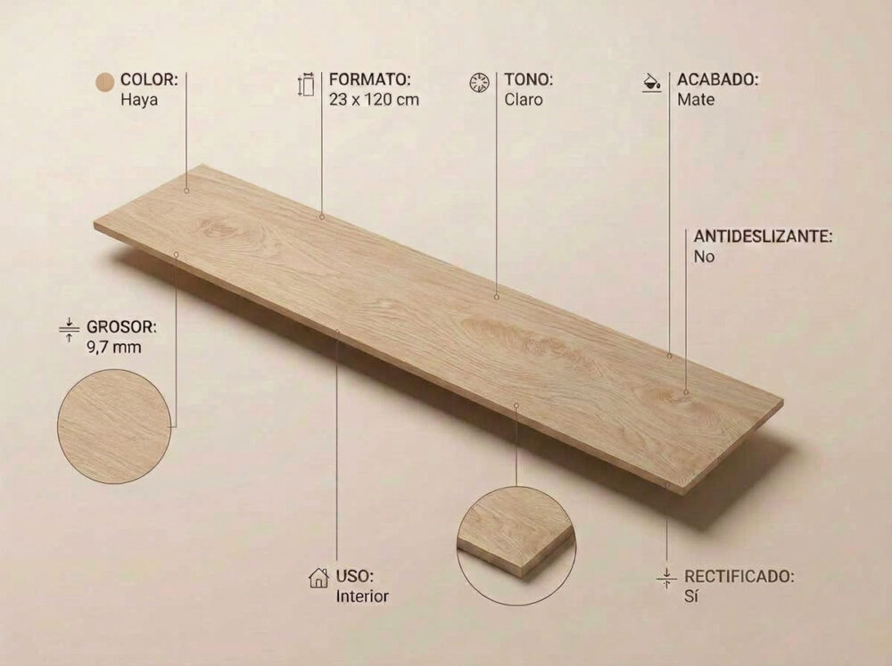 Porcelánico Tiare Haya 23×120 cm MT Rect