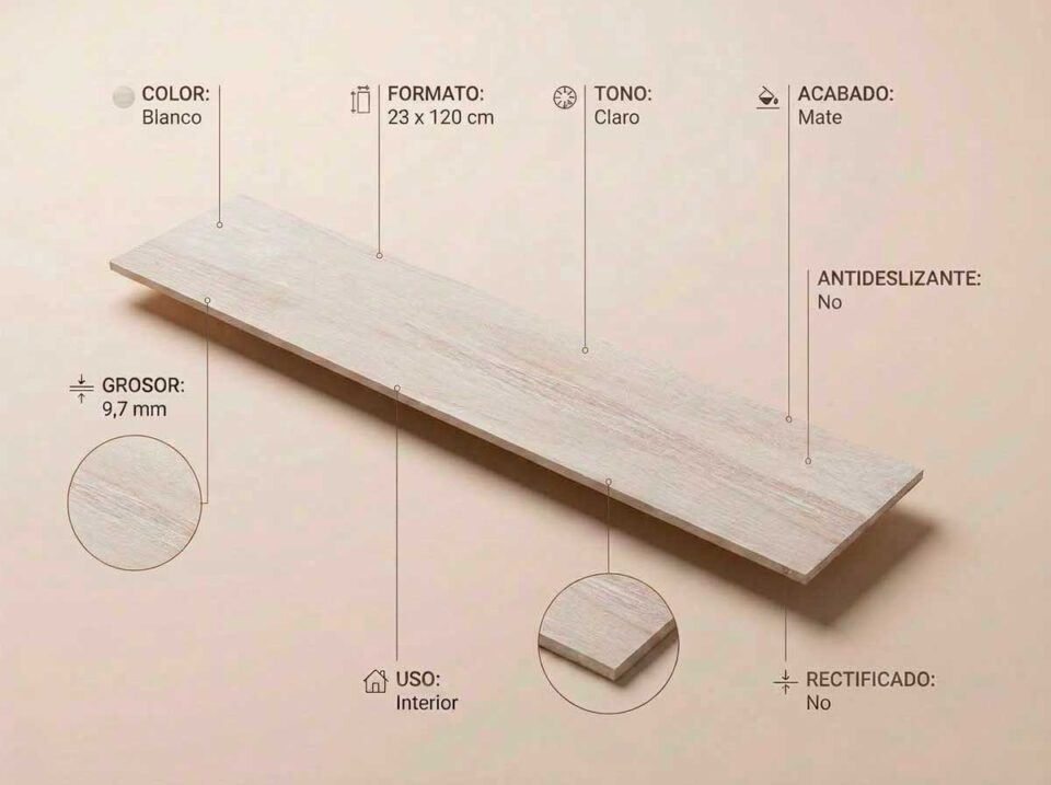 Porcelánico Torvik Blanco 23×120 cm MT