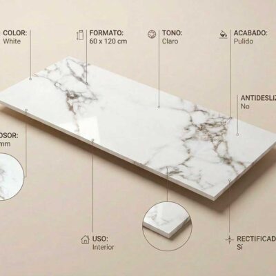Azulejo porcelánico blanco Kaira