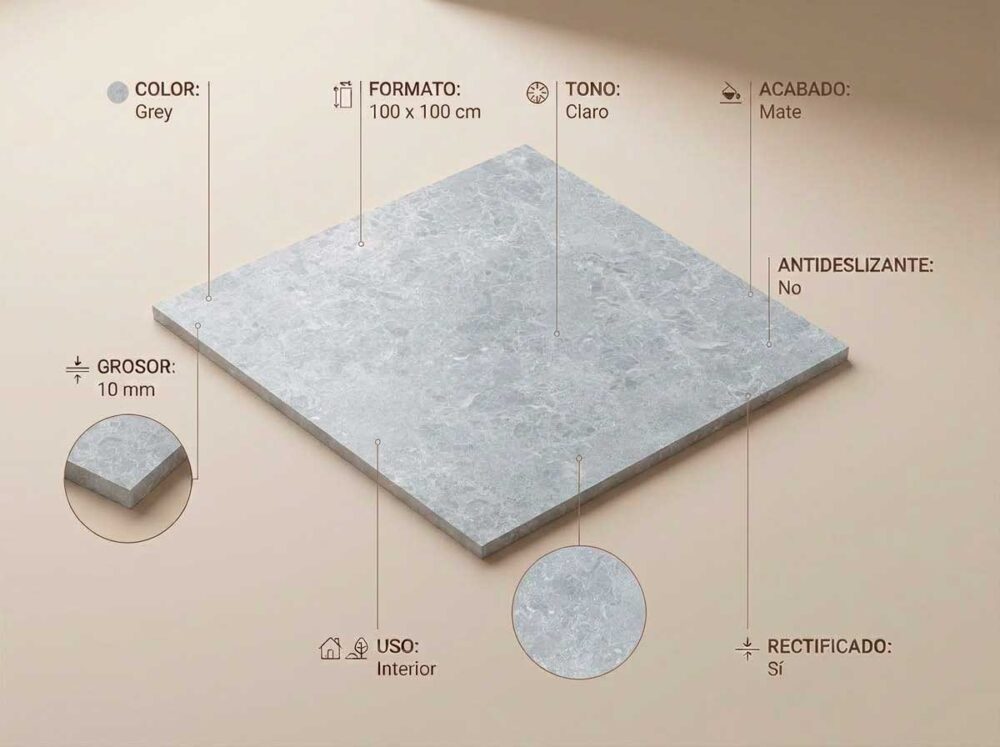 Porcelánico Charisma Grey 100×100 cm MT Rect