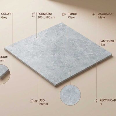 Azulejo gris imitación má