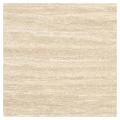 Foto de producto de una baldosa cerámica Fortune Natural, que muestra un efecto de mármol travertino con vetas horizontales en un cálido tono beige natural.