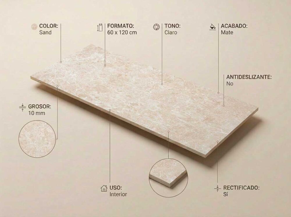 Porcelánico Charisma Sand 60×120 cm MT Rect