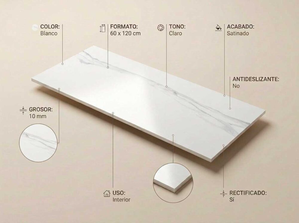 Porcelánico Duomo Blanco 60×120 cm SAT Rect