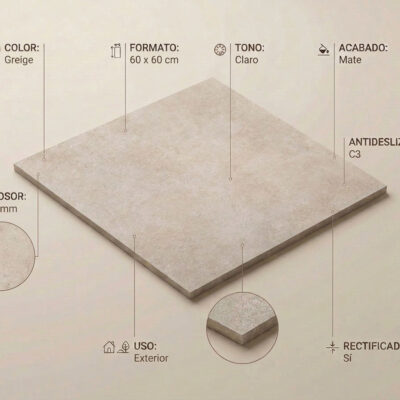Azulejo de suelo porcelánico greige Pursue 60x60