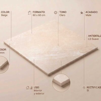 Azulejo cerámico Bodo Beige 60x