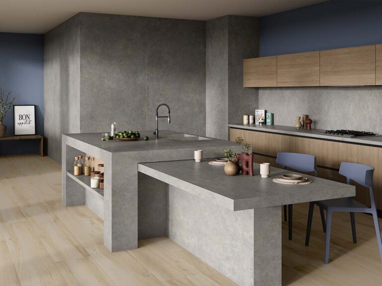 cocina moderna con porcelanico feroe dark grey