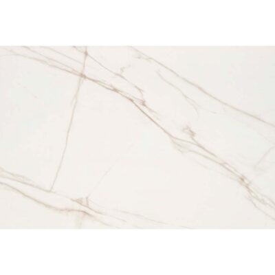 Detalle del porcelánico pulido Jolie Warm imitación mármol Calacatta Gold.