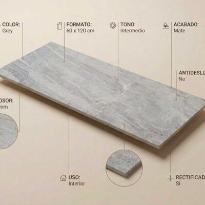 Un porcelánico gris efecto mármol