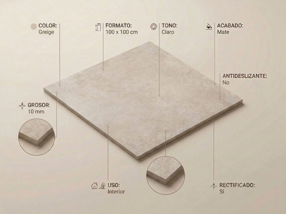 Porcelánico Feroe Greige 100×100 cm MT Rect