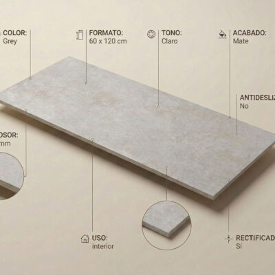 Un suelo porcelánico gris de 60x