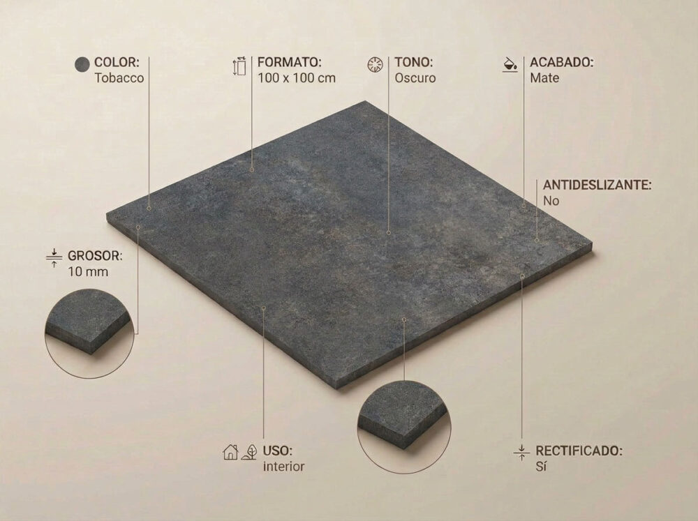 Porcelánico Feroe Tobacco 100×100 cm MT Rect