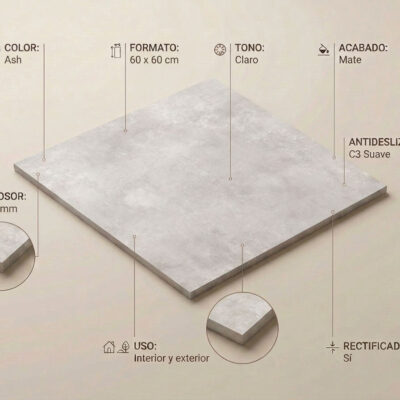 Un suelo porcelánico efecto cemento Indeed Ash de
