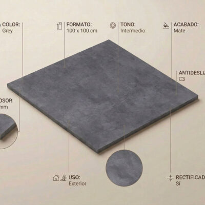 Suelo porcelánico gris oscuro efecto cement