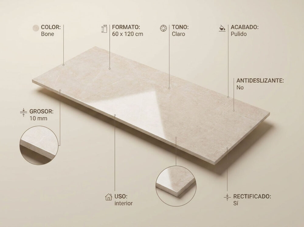 Porcelánico Tactile Bone 60×120 cm PUL Rect
