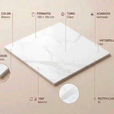 Un suelo porcelánico blanco con efecto