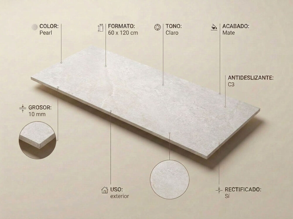 Porcelánico Nuances Pearl 60×120 cm MT Rect Antid
