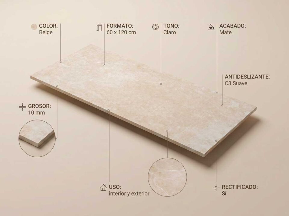 Porcelánico Bodo Beige 60×120 cm MT Rect Slipstop