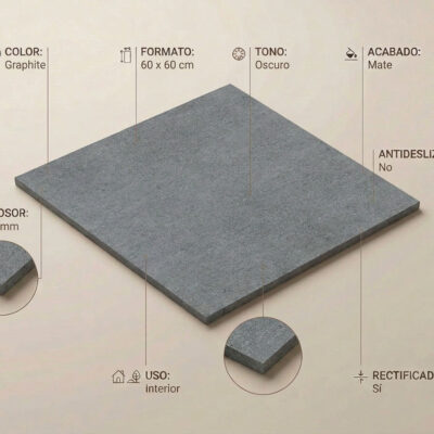 Un suelo porcelánico Dama Graphite de