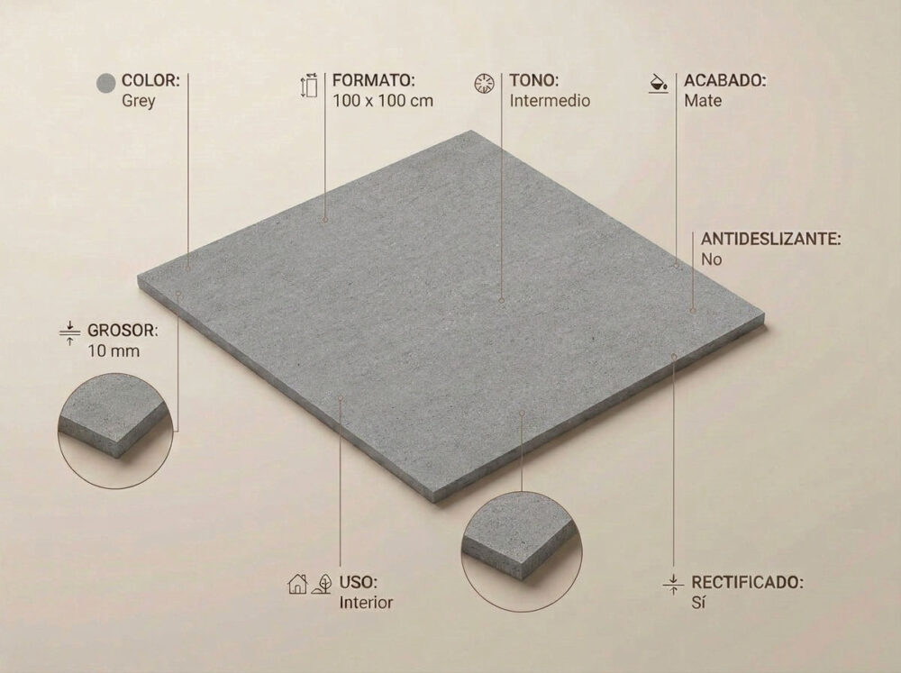 Porcelánico Dama Grey 100×100 cm MT Rect