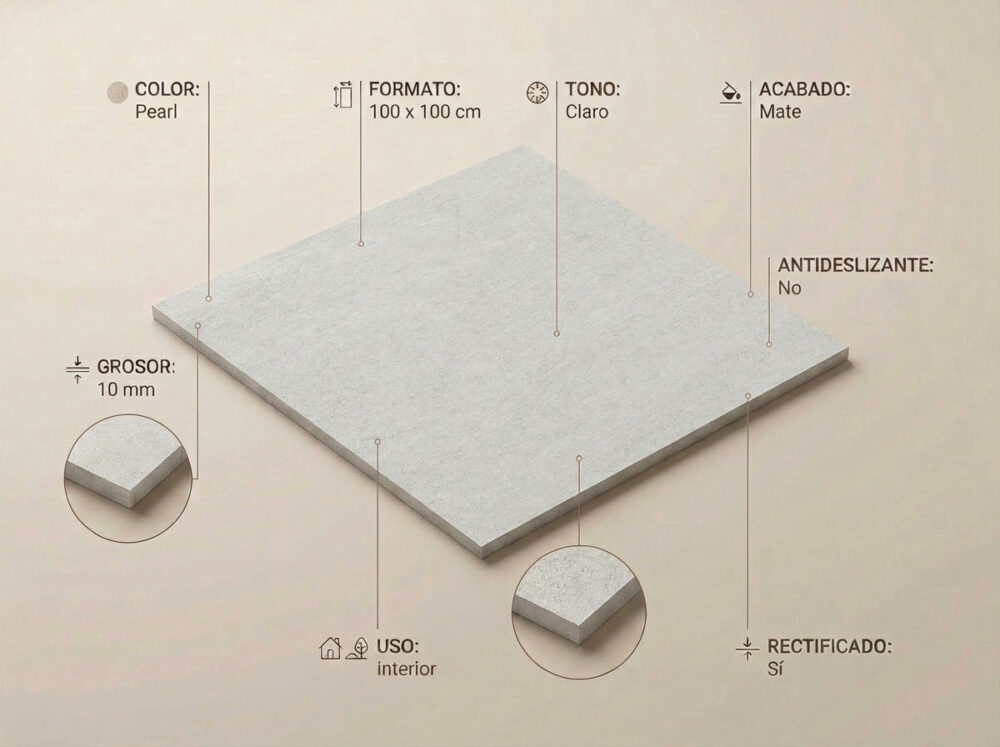 Porcelánico Dama Pearl 100×100 cm MT Rect