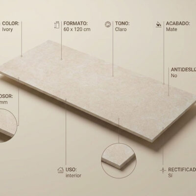 Un suelo porcelánico Hardy Ivory de 60x12