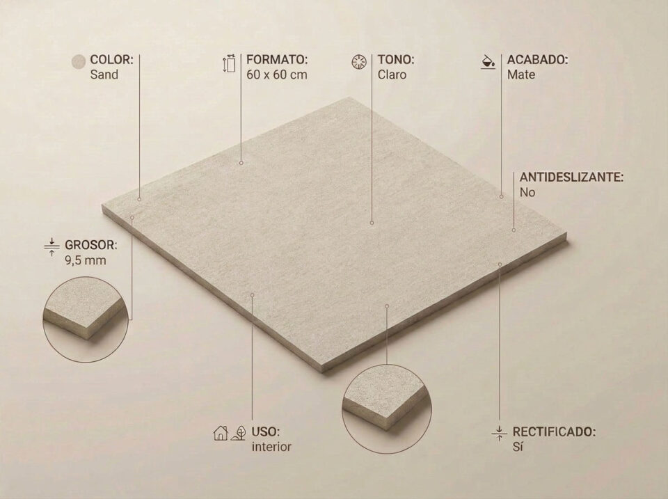 Porcelánico Dama Sand 60×60 cm MT Rect