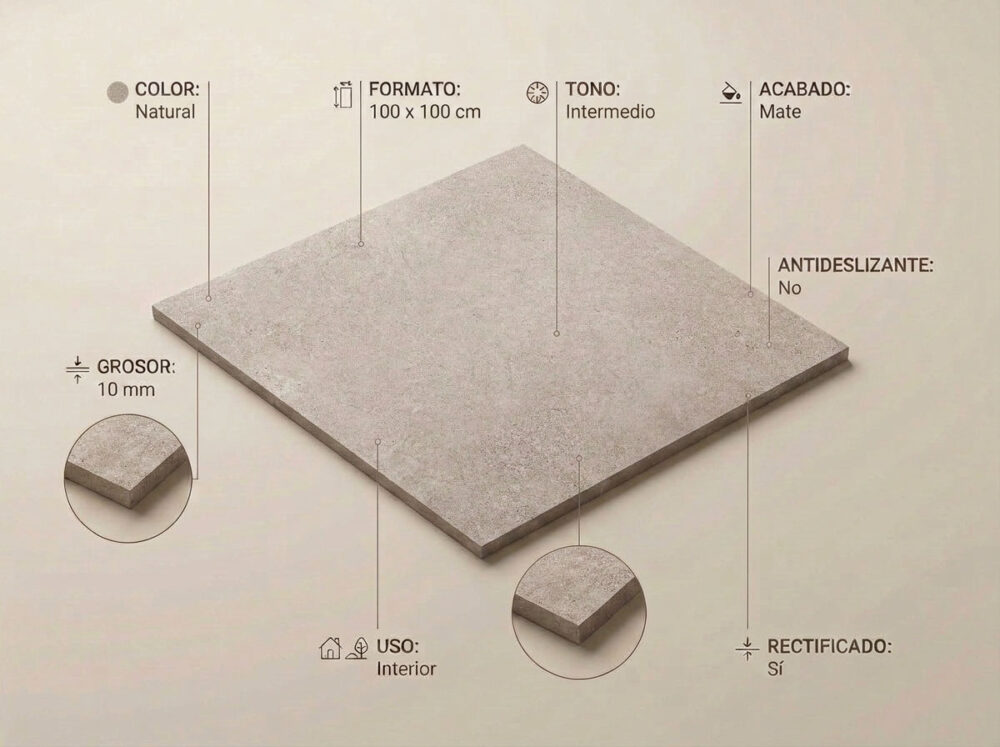 Porcelánico Hardy Natural 100×100 cm MT Rect