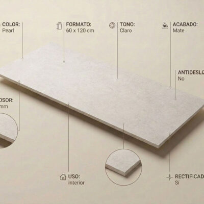 Un suelo porcelanico rectangular claro de
