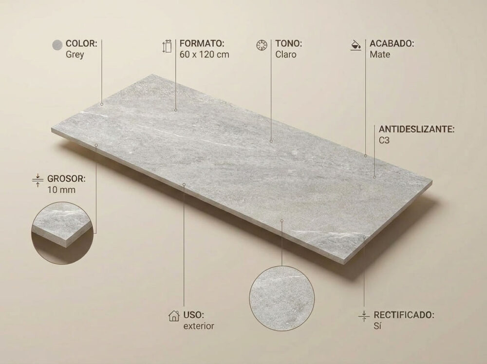 Porcelánico Sakhir Grey 60×120 cm MT Rect Antid