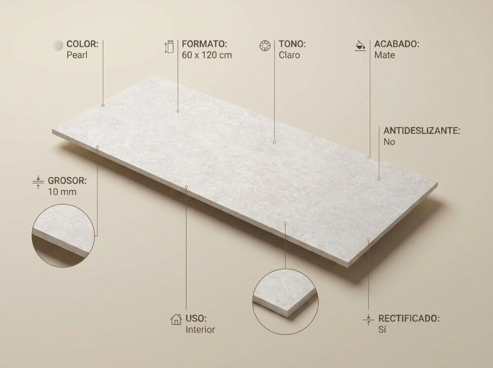 Porcelánico Verity Pearl 60×120 cm MT Rect