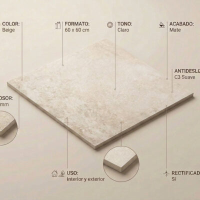 Azulejo porcelánico amstel beige 60x6